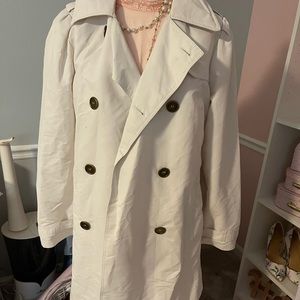 White trench coat with hood